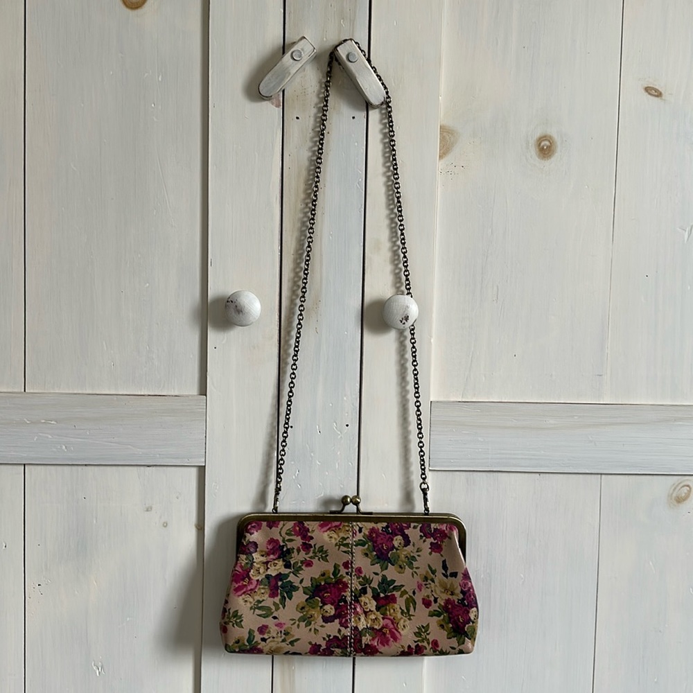 Floral leather purse, crossbody or over the shoulder.